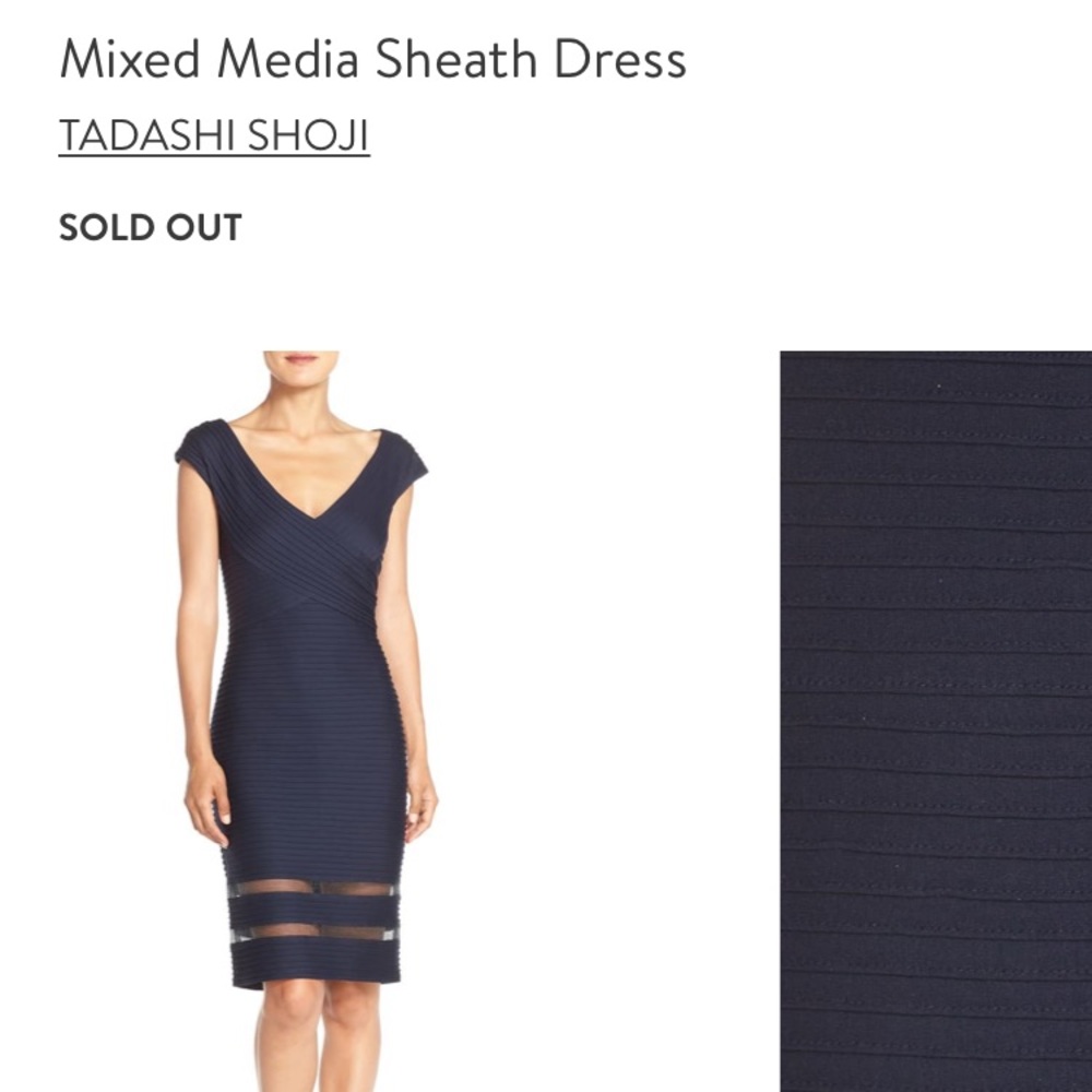 Tadashi Mixed Media Sheath dress - navy S